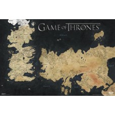 Game of Thrones World Map Westeros Essos 7 Kingdoms HBO TV Show Poster 36x24 inch   